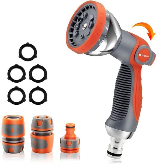 Pistolet D'arrosage Avec 9 Modes – Pulvérisateur Jardin Multifonction, Poignée Ergonomique, Pour Lavage Voiture, Plantes, Animaux