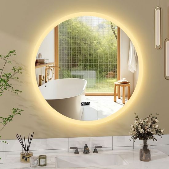 Miroir Salle De Bain LED – 40x50cm – 3 Lumières Réglables (Chaud/Neutre/Blanc) – IP44 – Interrupteur Tactile – USB - 1