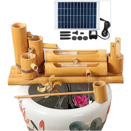 Kit De Fontaine Solaire En Bambou : L'harmonie Feng Shui Pour