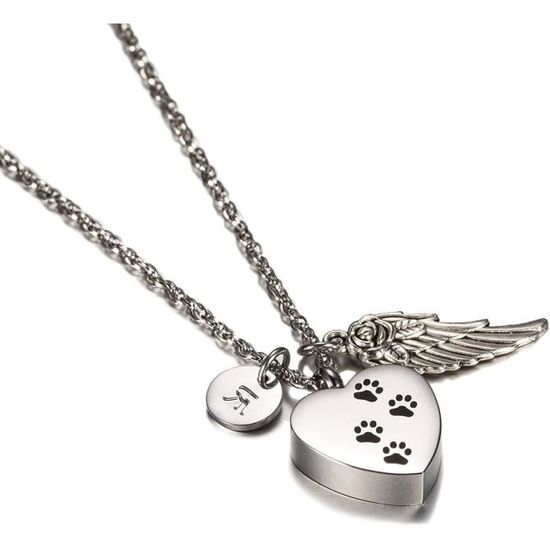 Pendentif Urne Funéraire Aile D'ange En Acier Inoxydable - Pour Cendres Ou Cheveux, Chaîne Réglable 46-52 Cm, Souvenir Personnalisé