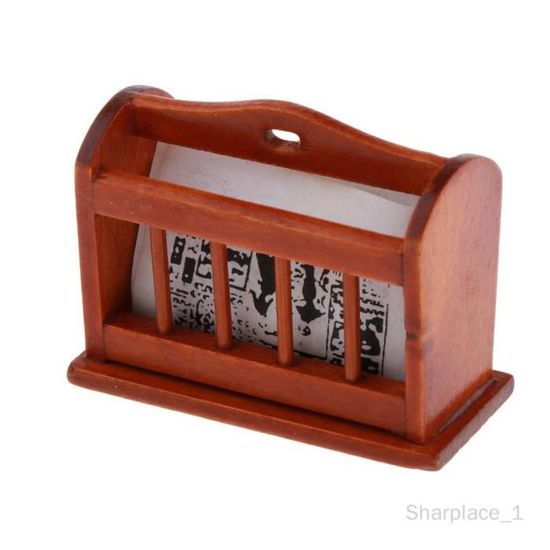 Bibliothèque Miniature En Bois 1:12 Pour Maison De Poupée - 3 étagères Et 4 Tiroirs