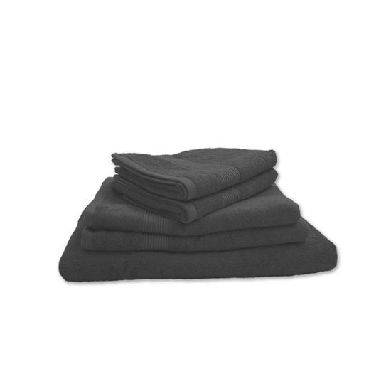 Lot de 5 Serviettes Eponge 600 g-m² 100 % coton - Couleur serviette - Gris Anthracite - Dark grey
