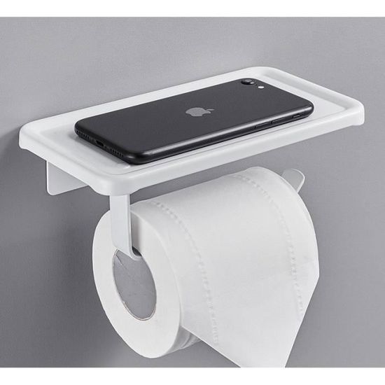 （Noir）Porte-Papier Toilette Mural sans Perçage, Support Papier WC en  Aluminium avec étagères Spacieuses