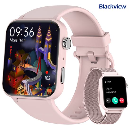Montre Connectée Femme Appel SmartWatch de Fitness Blackview Tracker d'Activit pour Android iOS Samsung XIAOMI Iphone Rose