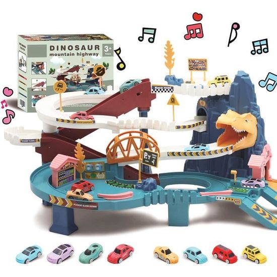 Ifundom Voiture Dinosaure Lumineuse – Jouet à Pile (AA Non Incluse) Compatible Avec Circuits De Course, ABS – Cadeau Enfant Pour Piste Ou Jeu De Rôle