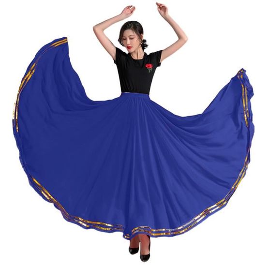 Jupe Longue Flamenco CHICTRY - Danse Du Ventre - Maxi Jupe à Volants - Polyester/Élasthanne - Taille L-6XL