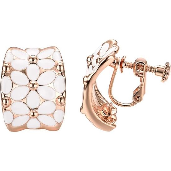 Boucle D'Oreille Pendante Clips Femme Perles De Culture Blanche Plaqué