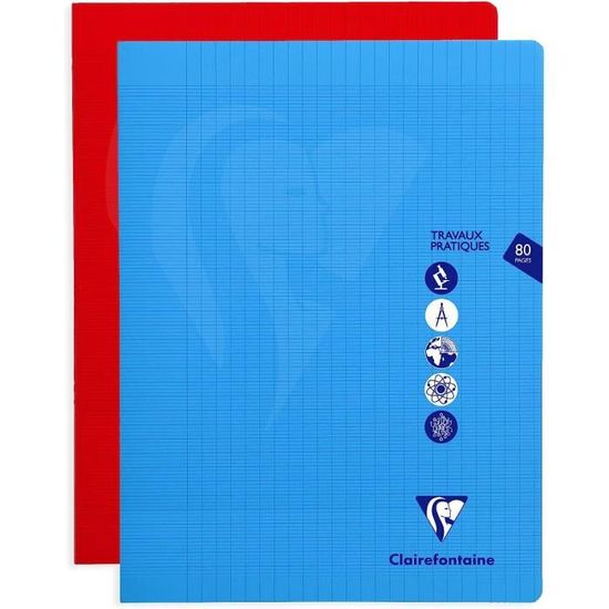 Cahier Clairefontaine Mimesys A4 - 80 Pages Grands Carreaux/Unies - Couverture Polypro - Couleur Aléatoire
