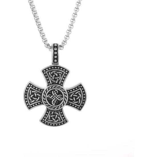 Pendentif Vintage Celtique En Métal Argenté - Bijou Ancien Ovale Et Régional