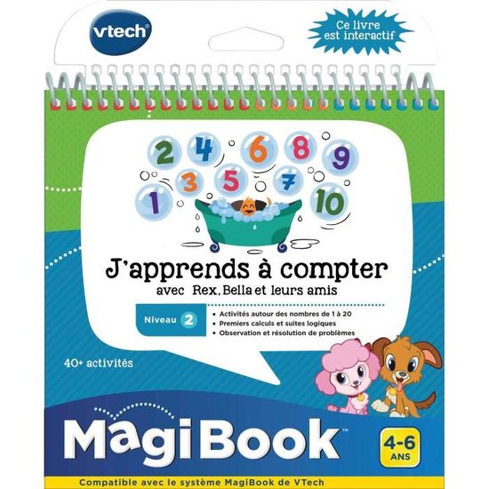 VTECH - Livre Interactif Magibook - J'Apprends à Compter avec Rex, Bella et leurs Amis