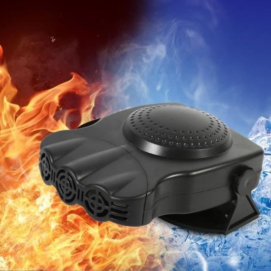 MOMOTOU Chauffage de voiture 2 en 1 12 V 140 W Ventilateur portable 360 °  Air chaud et froid Dégivrage réglable Anti-buée Chauffage d'hiver