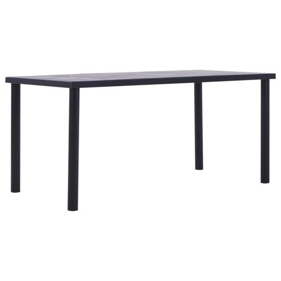 SIB Table de salle à manger Noir et gris béton 160x80x75 cm MDF ...