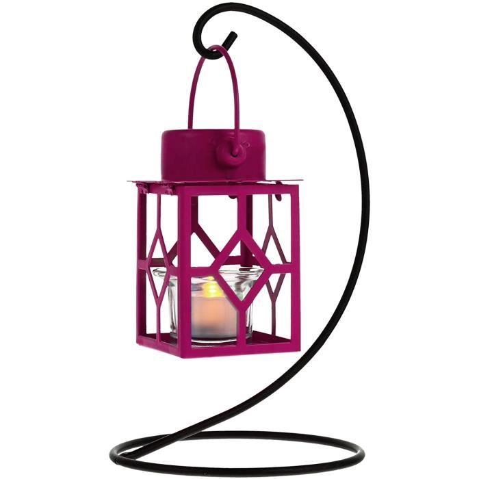 Chandelier Bougie Lanterne Fer Noir Rustique - Photophore Décoratif Moderne Pour Intérieur