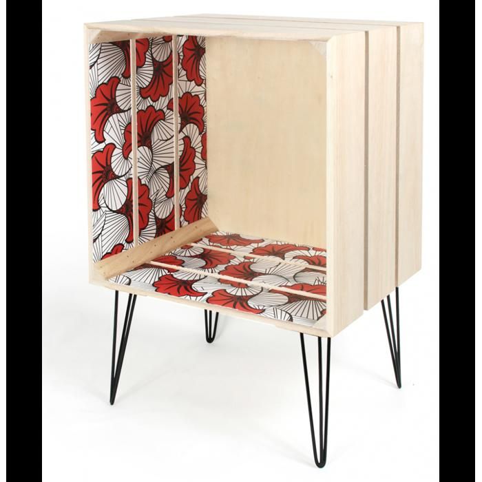 Etagères et commodes - Meuble cagette Wax - L 40 x l 30 x H 60 cm - Rouge Beige