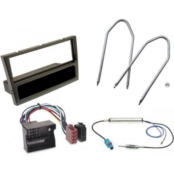 Kit Adaptateur Autoradio 1DIN avec vide-poche noir Opel Agila/ Combo C/ Corsa C/ Meriva/ Tigra/ Vivaro + ISO + FM + Cles