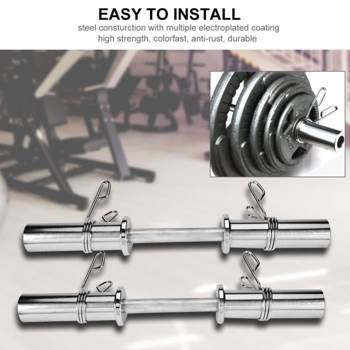 Set de 2 Barres d'haltères Poignées d'haltères Accessoire Haltère barre d'extension Entraînement musculaire Haltérophilie 50CM-CHE