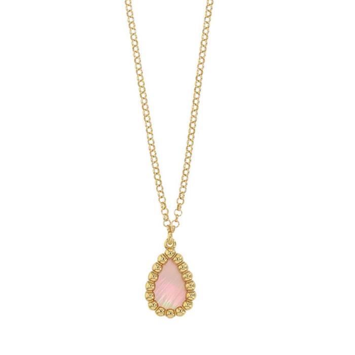 Jouailla - Collier MADRE PERLA argent 925-1000 doré forme goutte perlée avec nacre rose (31710758DR)