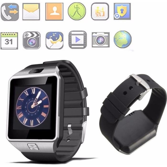 DZ09 Smart Montre Intelligente Bluetooth GSM SIM Pour Android iOS Caméra Noir