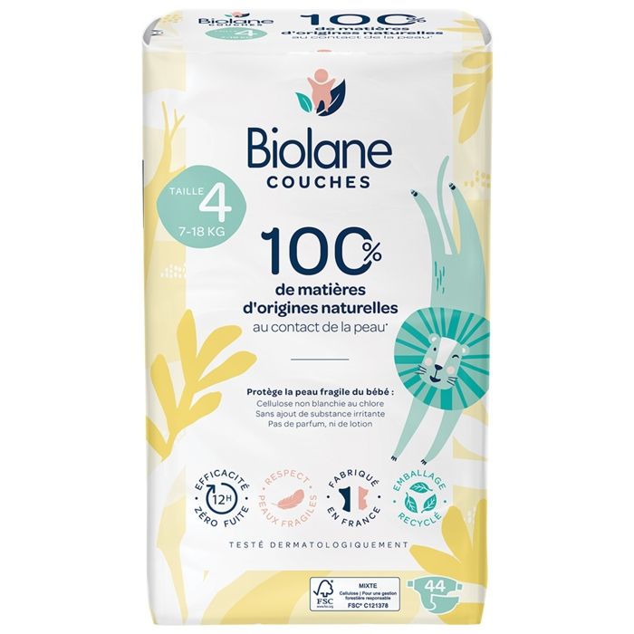 Biolane Couches Naturelles T4 (7-18 kg) 44 couches