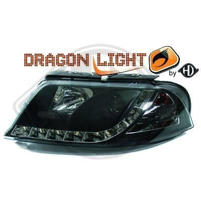 2246485 , Paire de Feux Phares Daylight LED noir pour VW Passat berline , Break 3BG de 2000 a 2005