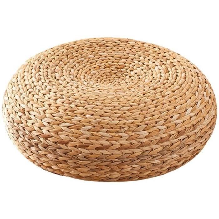 Coussin fait main de paille rond, tapis de plancher de yoga de coussin de chaise de yoga de coussin de futon de coussin