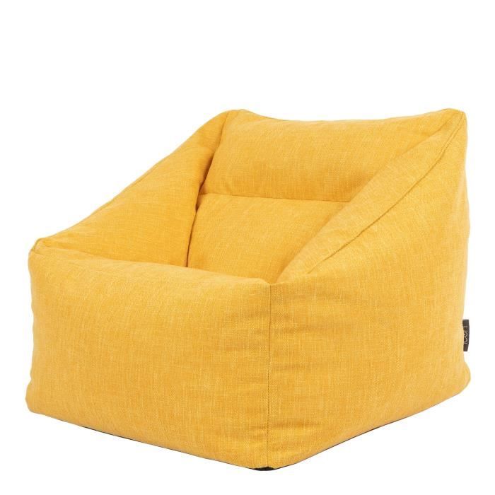 icon Pouf Fauteuil  Oslo  - Jaune Ocre, 85cm x 60cm, Pouf de Salon, Chaise pour Chambre, Textile Tissé