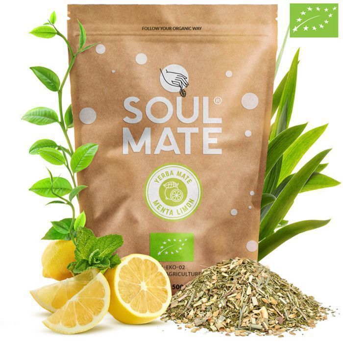 Yerba Mate Soul Mate Bologique BIO Orgánica Menta Limon Citron Sans Fumée500g