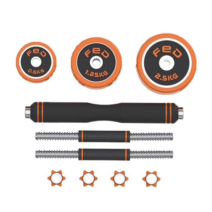 1 Set haltères 30kg+Anneau En Caoutchouc Orange-Détachable Electroplated Haltère Kit pour Hommes et Femmes