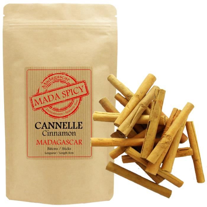 Cannelle de Ceylan en bâtons de 8cm (100 grammes - +ou- 28 bâtons - qualité alimentaire) Origine Madagascar.