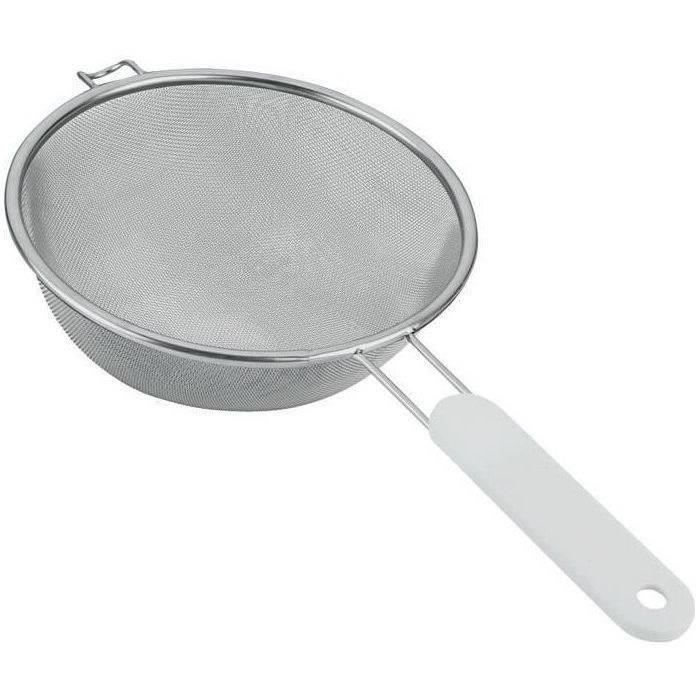 METALTEX Passoire tamis à manche - D : 10 cm - inox et plastique - blanc