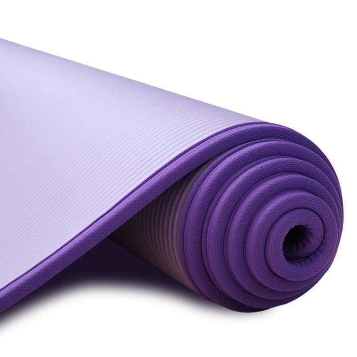 Tapis de sol,Tapis de Yoga antidérapant, Extra épais, 10MM, pour Fitness, Pilates, avec Bandages - Type Violet -B