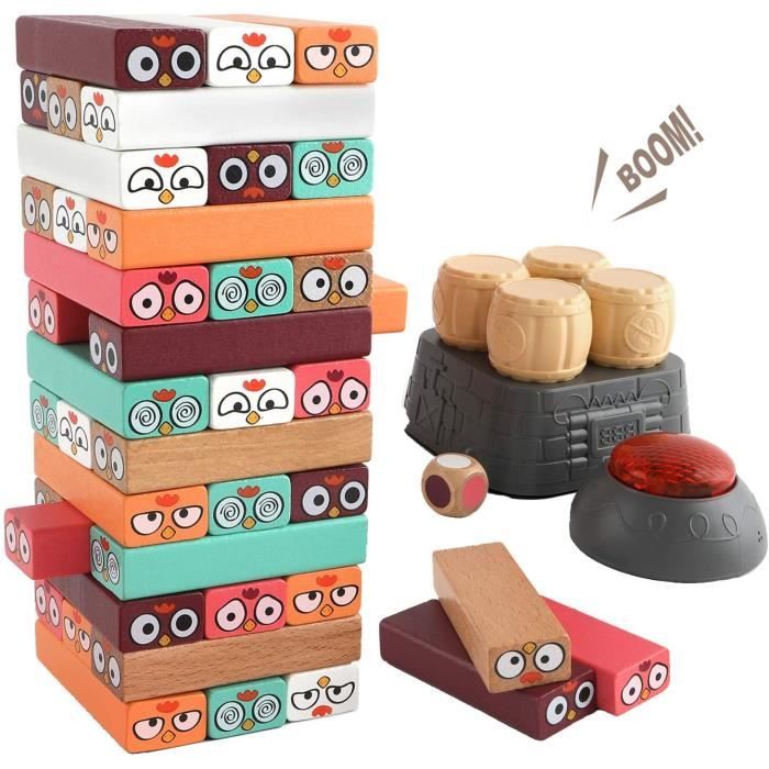 Jeu de la Tour Infernale en Bois avec Minuteur – Jeu de planchettes pour Les Enfants de 3 Ans et Plus – Jeu Familial coloré et Amusa