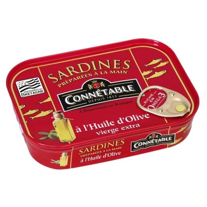 CONNETABLE - Sardines À L'Huile D'Olive Vierge Extra 135G - Lot De 4
