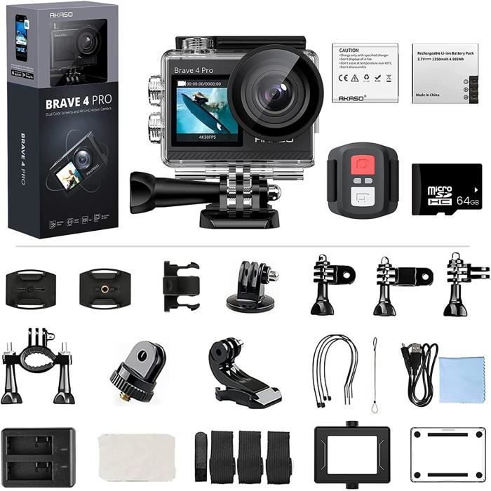 Dragon Touch Caméra Sport 4K Ultra HD Wi-FI 20 MP & Télécommande Stabilisateur EIS Étanche 30M 170°Grand-Angle 2- LCD -Vision 4 Lite