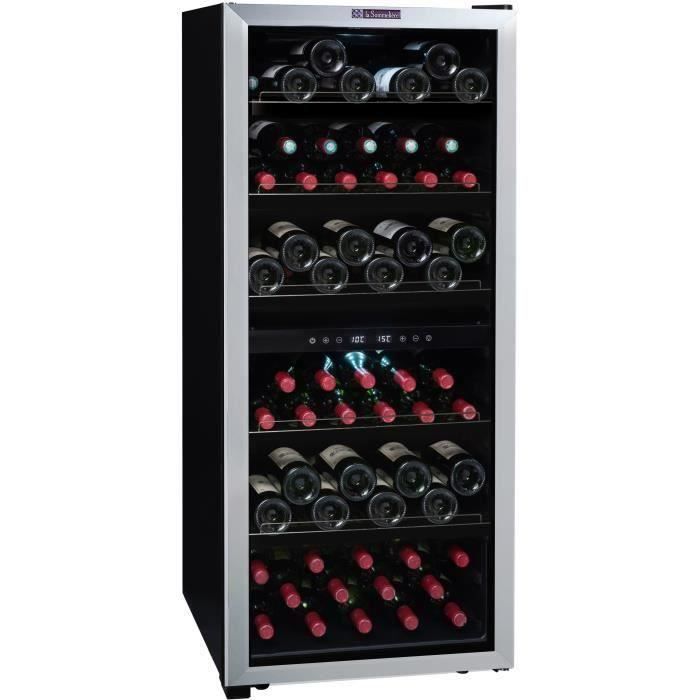 LA SOMMELIERE LS98.2Z - Cave à vin de Service double zone - 98 bouteilles (54 + 44) - Pose libre - C - Porte Vitrée - L 55 x H 127