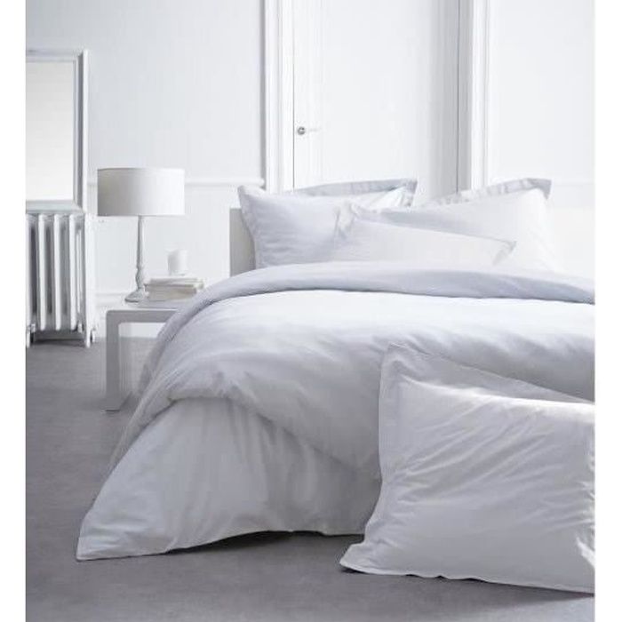 Drap Housse 140X190 2 personnes Percale uni blanc PREMIUM