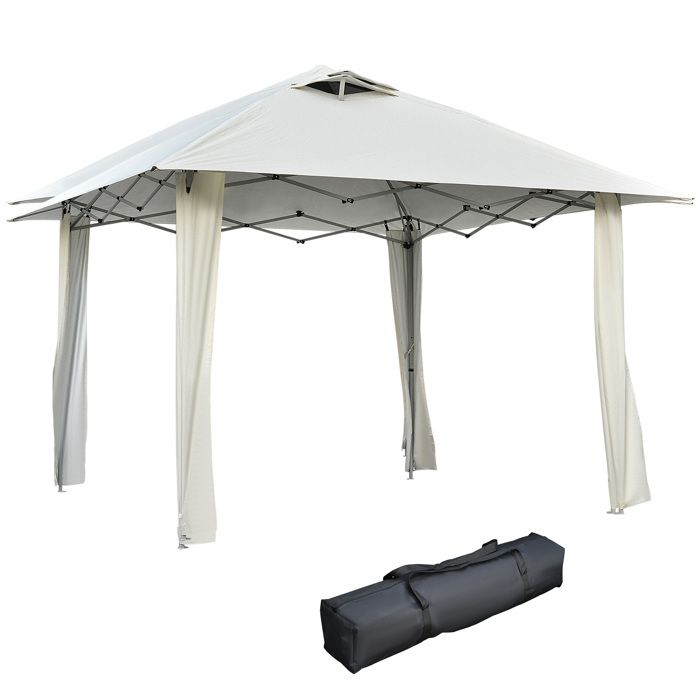 Tonnelle barnum de jardin pop-up pliant 3,35L x 3,35l x 2,80H m acier époxy polyester anti UV crème