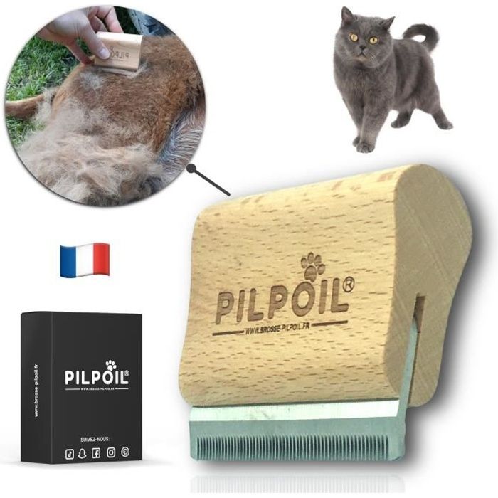 Brosse PILPOIL originale - Anti-poils Anti-mue - chien, chat, lapin, cheval