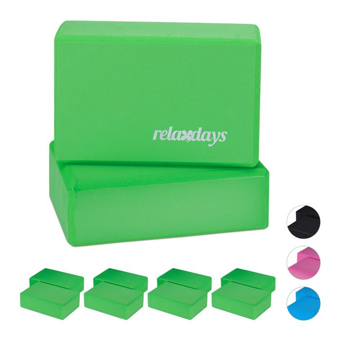 Set 10x Bloc Yoga Brique Yoga Exercice Pratique Yoga Mousse Rigide Anti-Dérapant HLP 8x23x15 cm, Vert