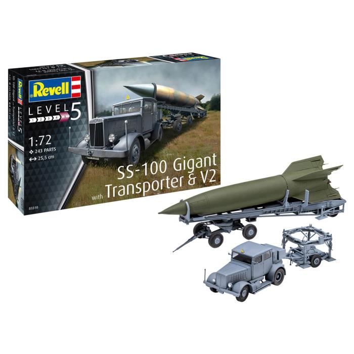 Maquette Militaire : SS-100 Gigant avec Transporter et V2 Coloris Unique