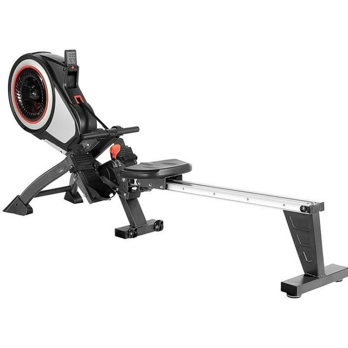 Rameur Turbine à Air- SportPlus, SP-MR-01, Musculation - Ordinateur de Contrôle - Récepteur de Pouls 5 kHz - Pliable et Compact