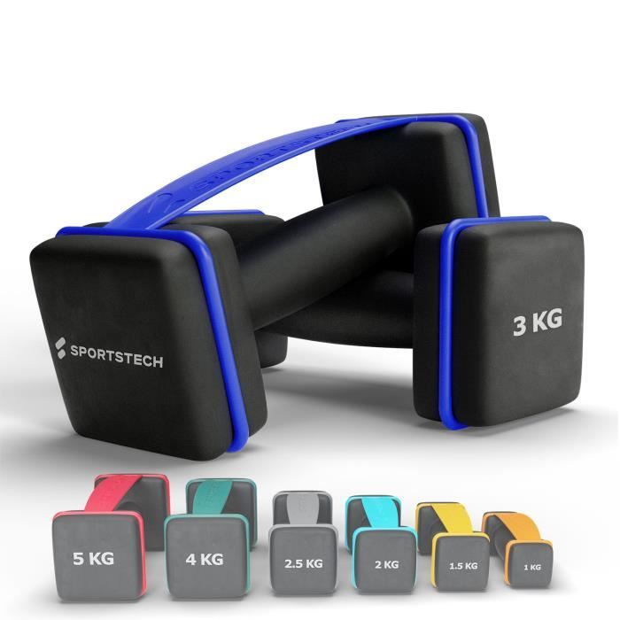 Sportstech Haltères avec sangle | Paires d'haltères pour femmes, hommes et enfants | Set de gym pour partout | AH100