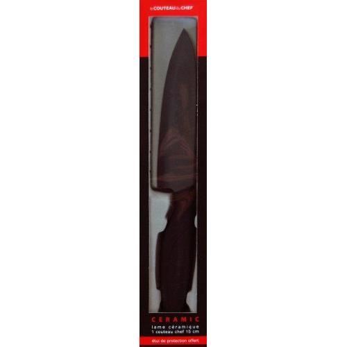 Tarrerias Bonjean 442910 Le Couteau du Chef 1 Couteau du Chef Lame Céramique Noire 15 Cm Manche Ergonomique Soft Touch
