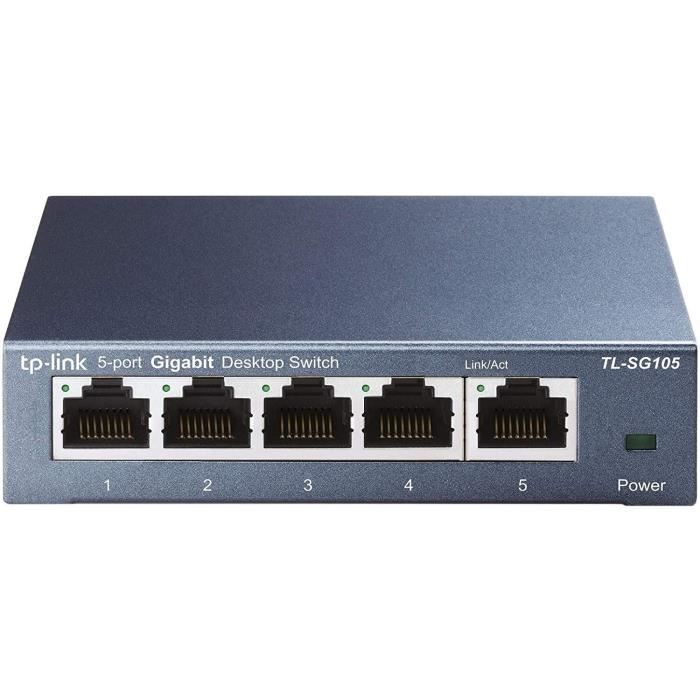 Switch Ethernet Gigabit - TP-LINK - 10/100/1000 Mbps - 5 ports RJ45 metallique - Switch RJ45 - TL-SG105