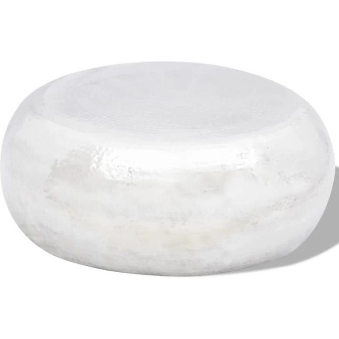 Table basse martelée en aluminium Argenté-LEF