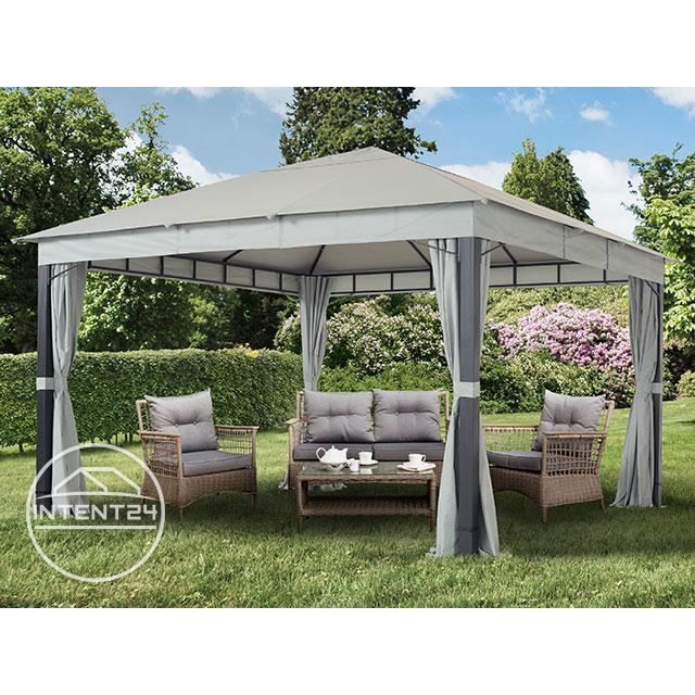 TOOLPORT tonnelle de jardin 4x4m Sunset Premium gris perle