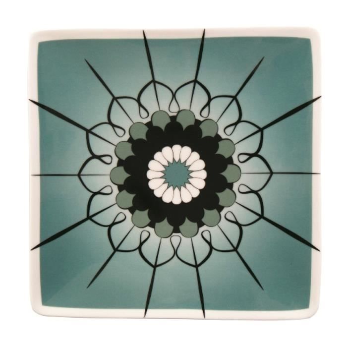 Lot de 6 assiettes carrées arabesque en porcelaine - 26 cm
