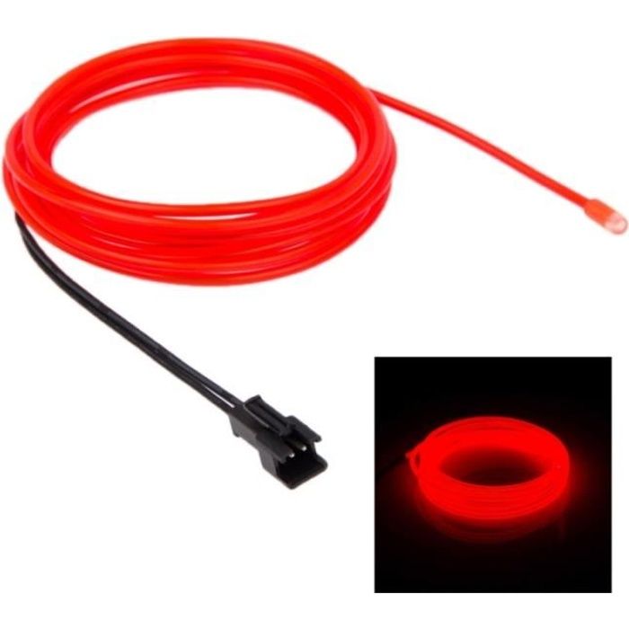 Lumière d'ambiance voiture EL ronde étanche à froid rouge flexible avec chauffeur bande de la décoration Longueur: 2 m