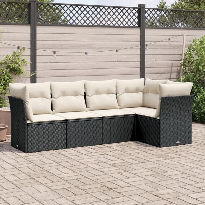vidaXL Salon de jardin résine tressée 5 pcs - vue 2