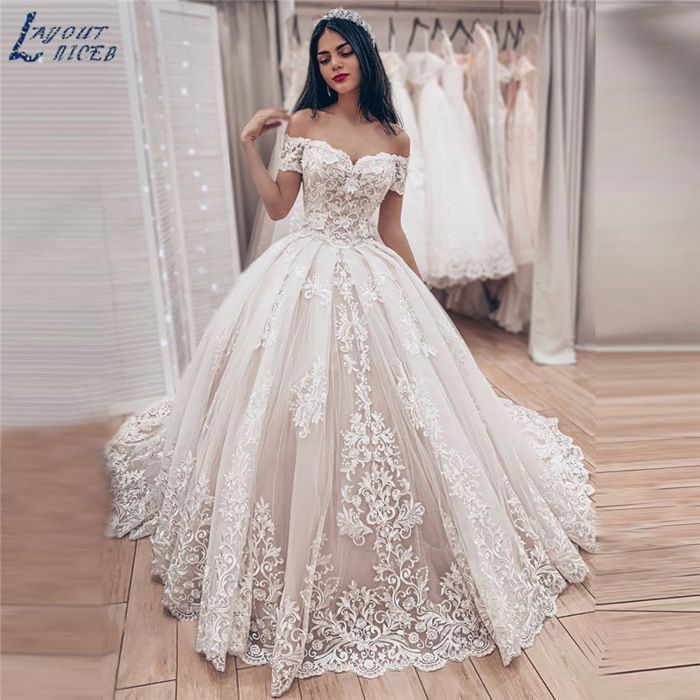 Nouveau modele Princesse Le bal Sexy epaules exposees Dentelle Appliques Robe de mariee blanc Cdiscount Pret a Porter